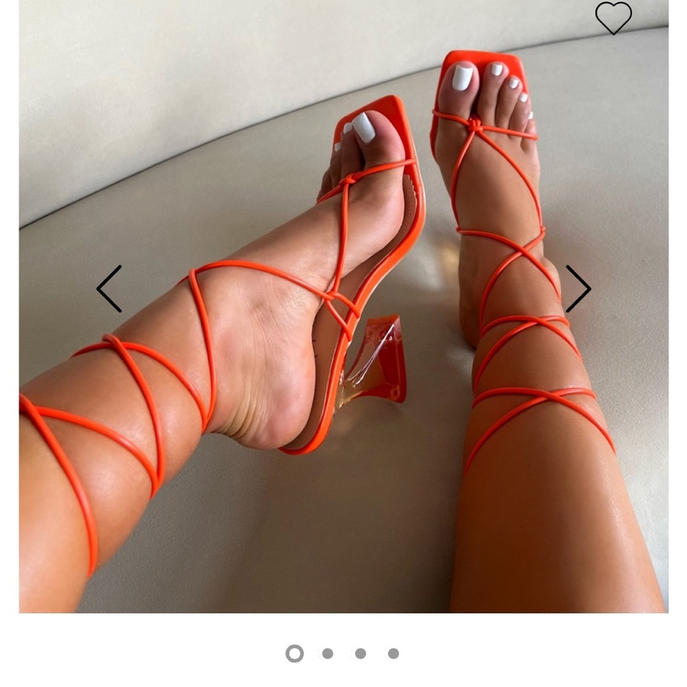 Simmi shoe Isla Orange Toe Thong Strappy Block Heels